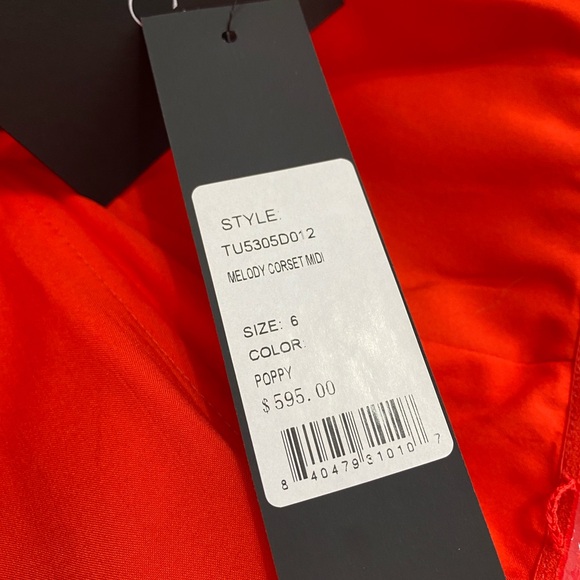 NWT Toccin Melody Corset Midi Dress In Poppy color - Picture 7 of 9